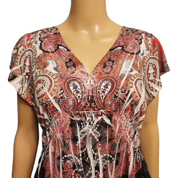 Live and Let Live Boho V-neck Crochet Lace Back Size M - Picture 2 of 12